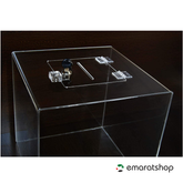 Olmecs Table top clear Acrylic Raffle Box 25x25x25Cm with Lock and key